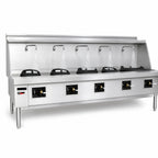 Thumbnail image #4 for Town Equipment MasterRange M-5-SS Five-Chamber Gas Wok Range with Brick-Lined Chambers, Stainless Steel Deck & Sides, Five Swing Faucets