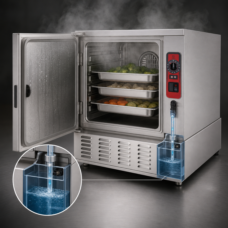 Product image #4 for Boilerless Electric Countertop Convection Steamer with Auto-Fill, 3-Pan Capacity