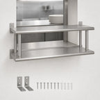 Thumbnail image #4 for BK Resources PTS-1824-2 Double-Tier Wall-Mounted Pass-Through Shelf, 24 x 18 Inch, 304 Stainless Steel, 5-Inch Max Wall Thickness