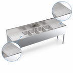 Thumbnail image #4 for Krowne Royal Series KR19-74C 84-Inch Four-Compartment Stainless Steel Underbar Sink with Dual Drainboards and Faucet