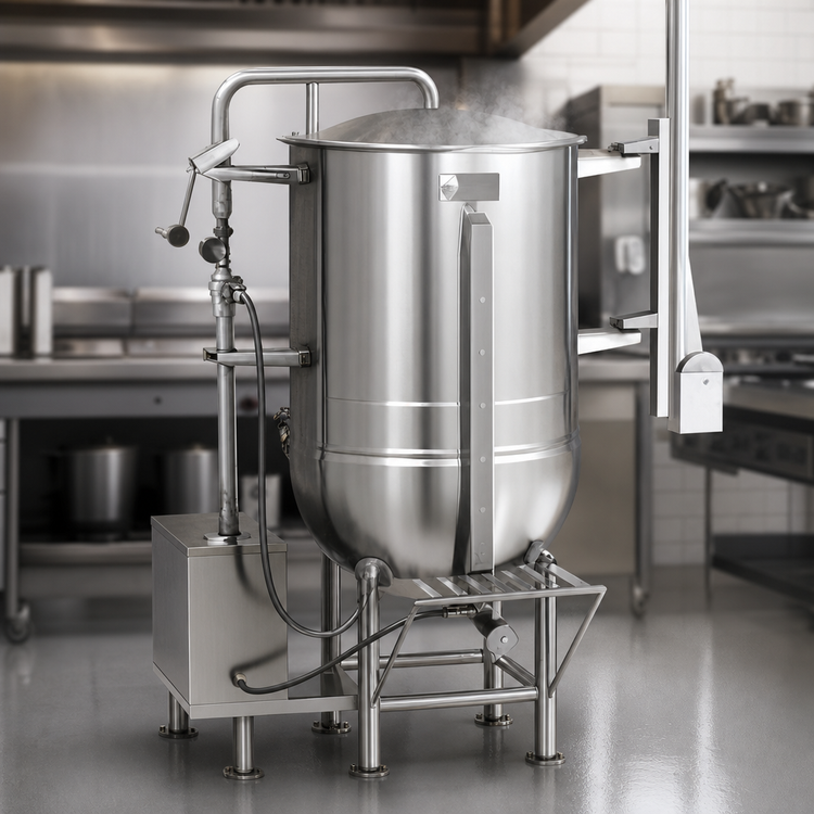 Product image #4 for Legion LTCR-125 125-Gallon Stationary 2/3 Jacketed Direct Steam Coffee Kettle