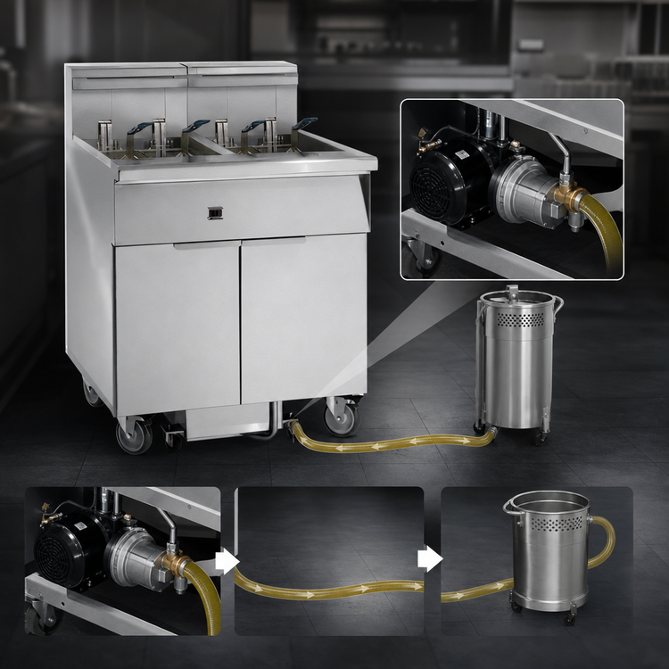 Product image #4 for Imperial Electric Floor Fryer with Built-In Space Saver Filter System, 2 x 75 lb. Tanks