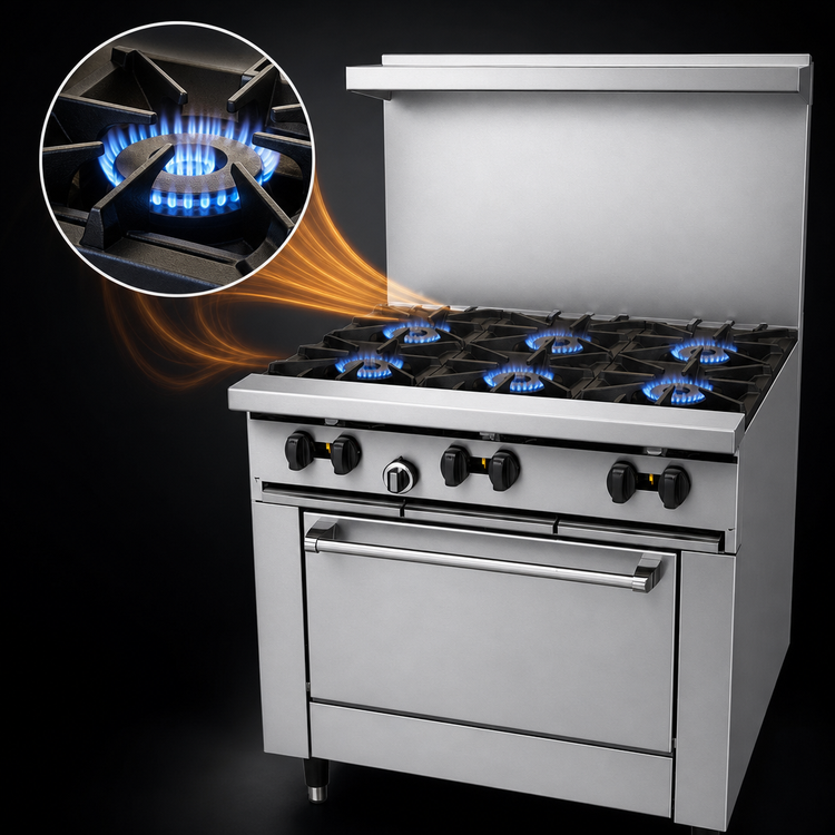Product image #4 for Sunfire 36-Inch Gas Restaurant Range with 6 Open Burners and Standard Oven