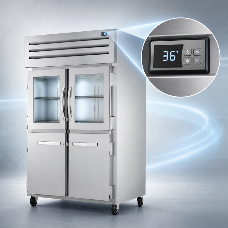 Product image #4 for True SPEC SERIES Two-Section Reach-In Refrigerator with 2 Glass Half Doors and 2 Stainless Steel Half Doors