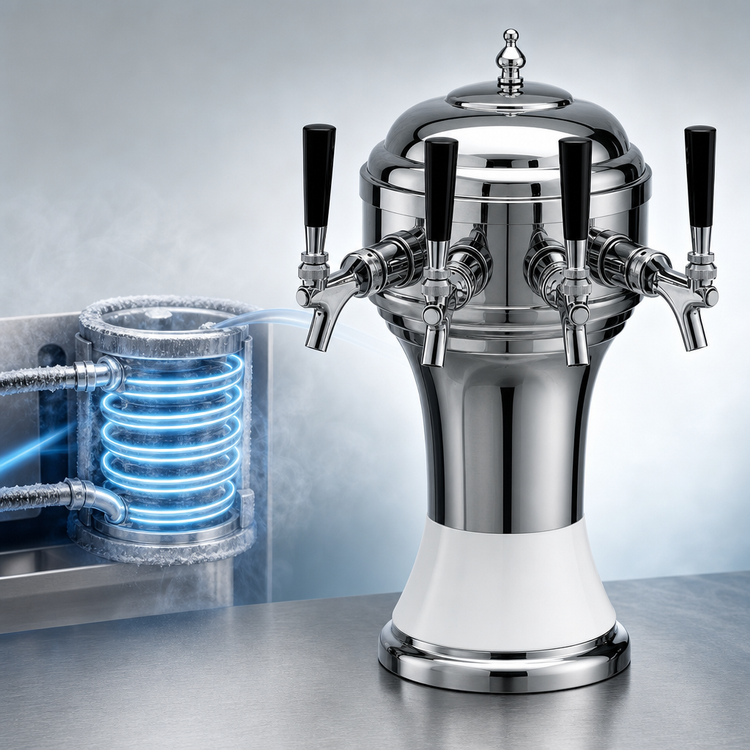 Product image #4 for Perlick Roma 5-Faucet Countertop Glycol-Cooled Draft Beer Tower with White Ceramic Skirt