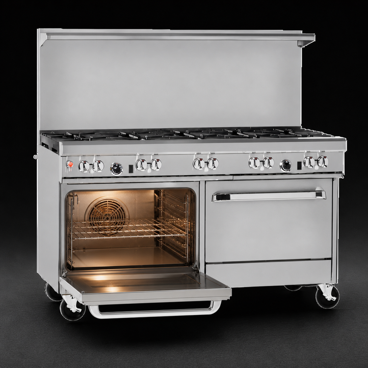 Product image #4 for Southbend Ultimate 60-Inch Gas Restaurant Range with 9 Open Burners, Convection Oven, and Cabinet Base