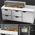 Thumbnail image #5 for Beverage-Air 72-Inch Three-Section Sandwich Prep Table Refrigerator with 12-Pan Top, 4 Drawers, and 1 Door