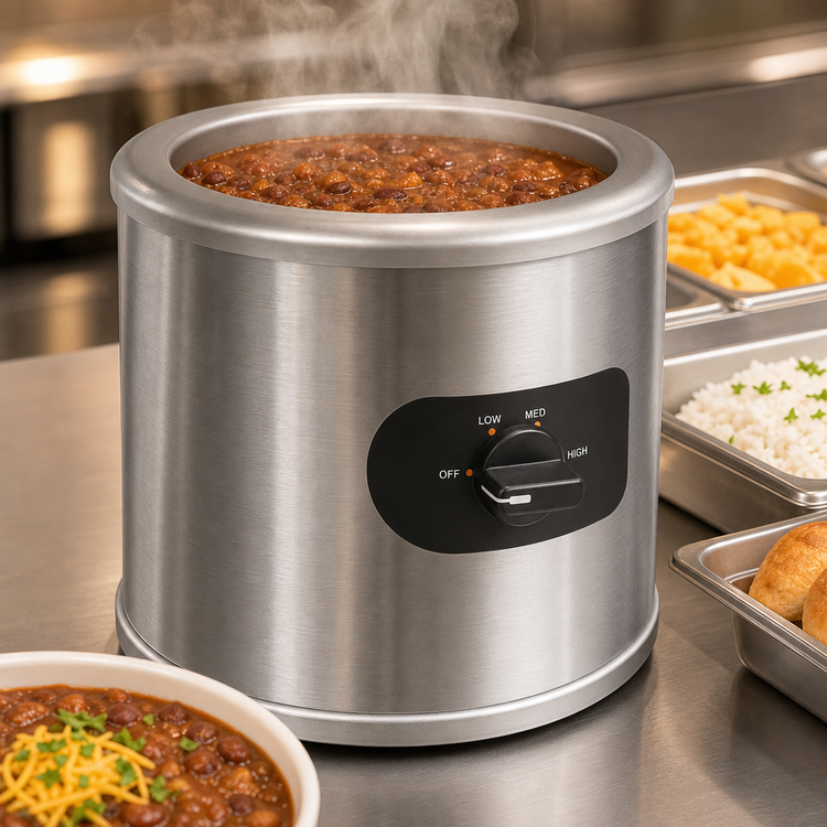 Product image #4 for Nemco 11 Quart Round Countertop Food Warmer, 230V, 50 Hz, 1-Phase, Stainless Steel