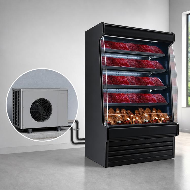 Product image #4 for Howard-McCray 35E Series Packaged Meats Open Merchandiser, 63-Inch Wide Vertical Case, Remote Refrigeration, LED Shelves, Black