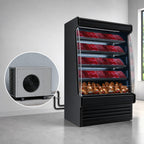Thumbnail image #4 for Howard-McCray 35E Series R-OM35E-5S-B-LED 63-Inch Vertical Packaged Meats Open Merchandiser, Remote Refrigeration, 4 LED-Lit Shelves, Black