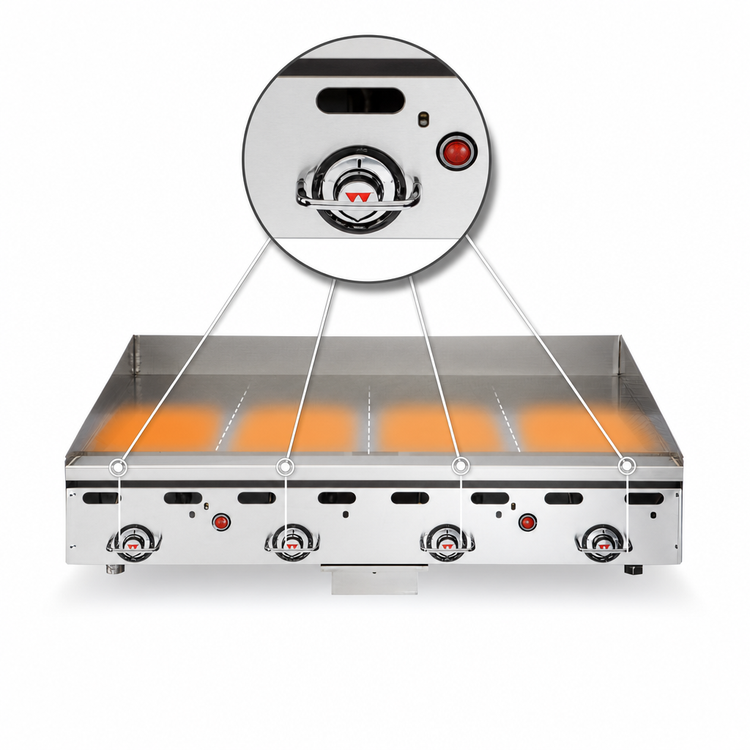 Product image #4 for Vulcan Heavy Duty Countertop Gas Griddle with 60-Inch W x 24-Inch D Polished Steel Cooking Surface