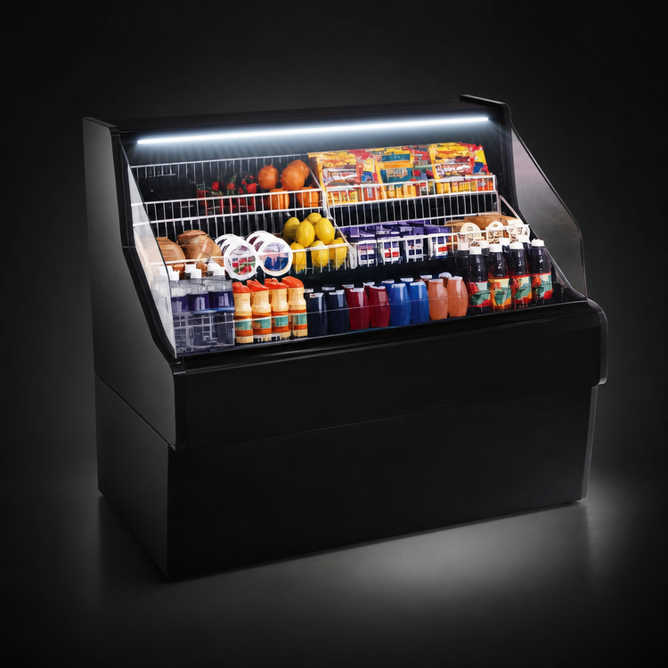 Product image #4 for Howard-McCray Ovation Series Curved Remote Open Impulse Merchandiser with LED Lighting, 51 Inch Wide, 44 Inch High, Black