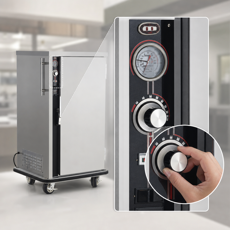 Product image #5 for FWE P-Series Mobile Heated Banquet Cart Holding Cabinet for 40-48 Covered Plates