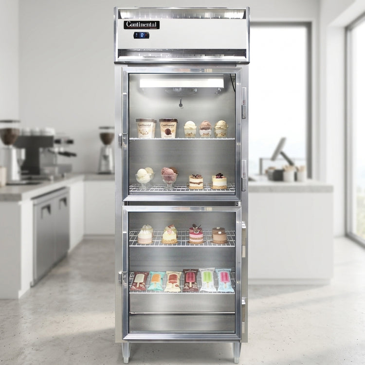 Product image #3 for Continental Refrigerator D1FESNSSGDHD Designer Line 1-Section Extra-Wide Shallow Depth Reach-In Display Freezer with Half Glass Doors