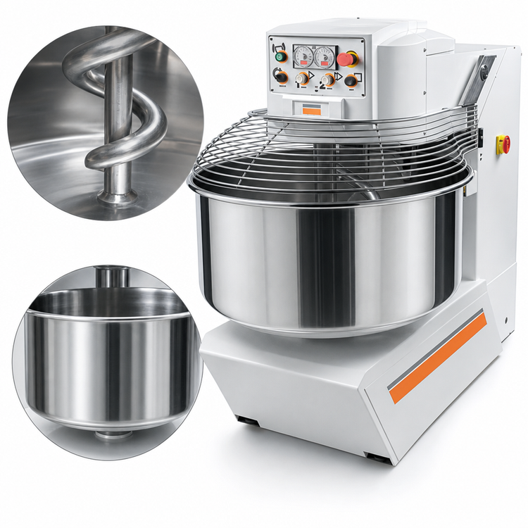 Product image #4 for Trento Avancini MOMA 100 Heavy Duty Spiral Dough Mixer with 164 Qt Fixed Stainless Steel Bowl, 220 Lb Capacity, 208V/3-Phase