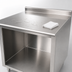 Thumbnail image #4 for Open Front Cabinet Base Work Table, 60 x 36 Inches, 14 Gauge 304 Stainless Steel Top, 5-Inch Backsplash