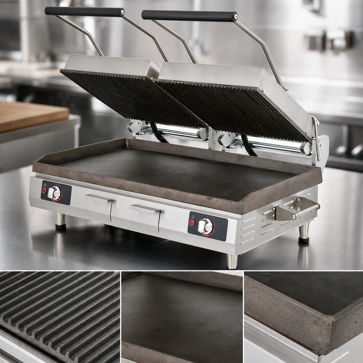 Product image #4 for Star Pro-Max 2.0 28-Inch Countertop Commercial Panini Press with Grooved Top and Smooth Bottom Cast Iron Plates