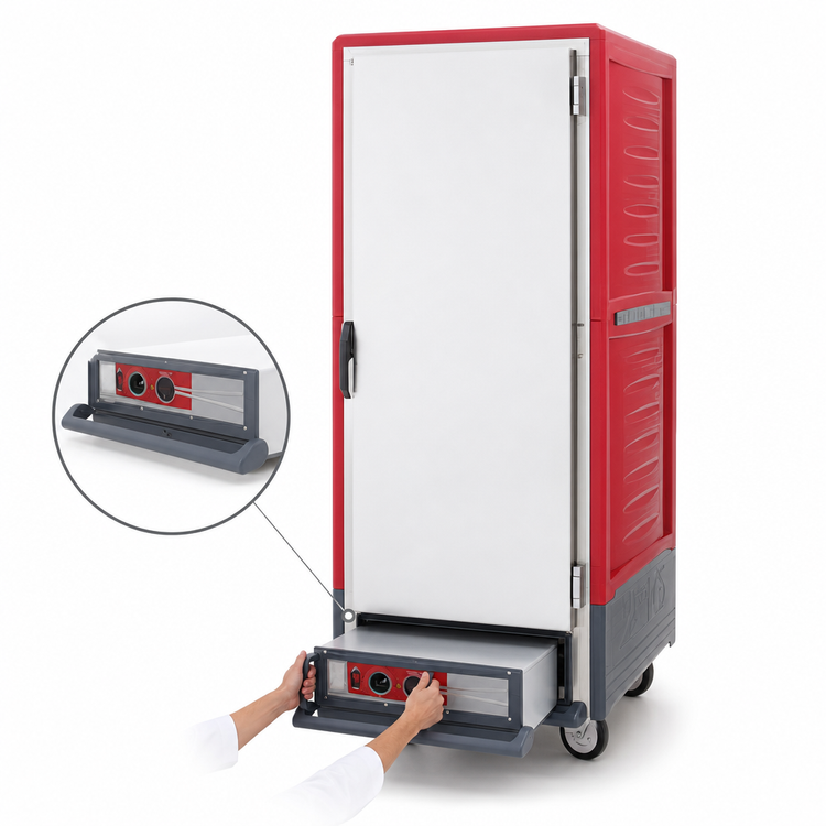 Product image #4 for Metro C5 3 Series Red Full-Height Mobile Heated Holding Cabinet with Solid Door and Lip Load Slides
