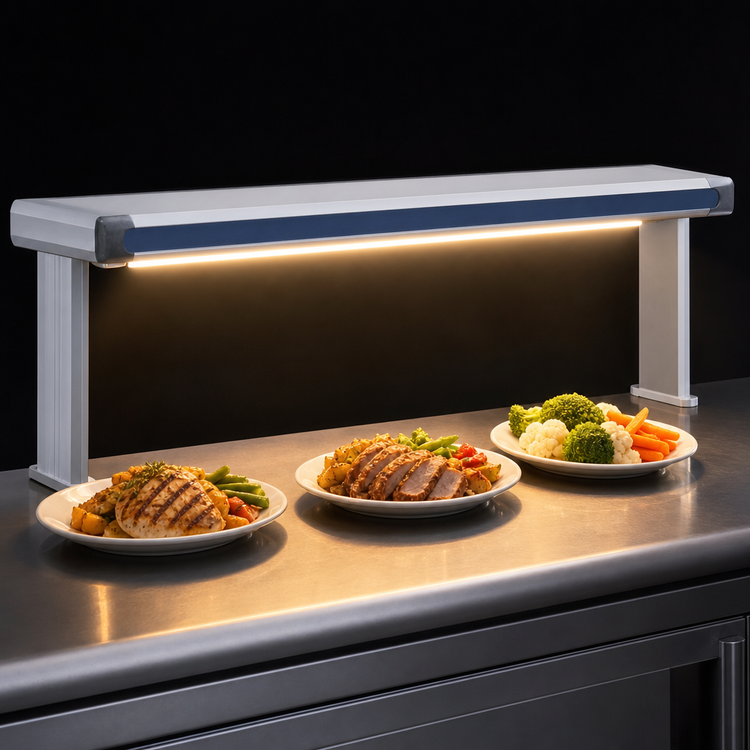 Product image #4 for Hatco Glo-Ray Designer Dual Strip Heat Lamp with Lights, 51-1/2" W, Aluminum