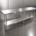 Thumbnail image #4 for Sapphire 84-Inch 18-Gauge 430 Stainless Steel Flat Top Work Table with Galvanized Legs and Undershelf