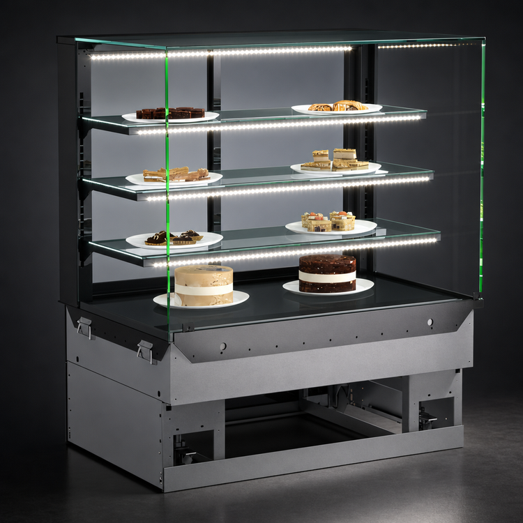 Product image #4 for Structural Concepts Reveal® Non-Refrigerated Slide-In Counter Service Case with 3 Glass Shelves