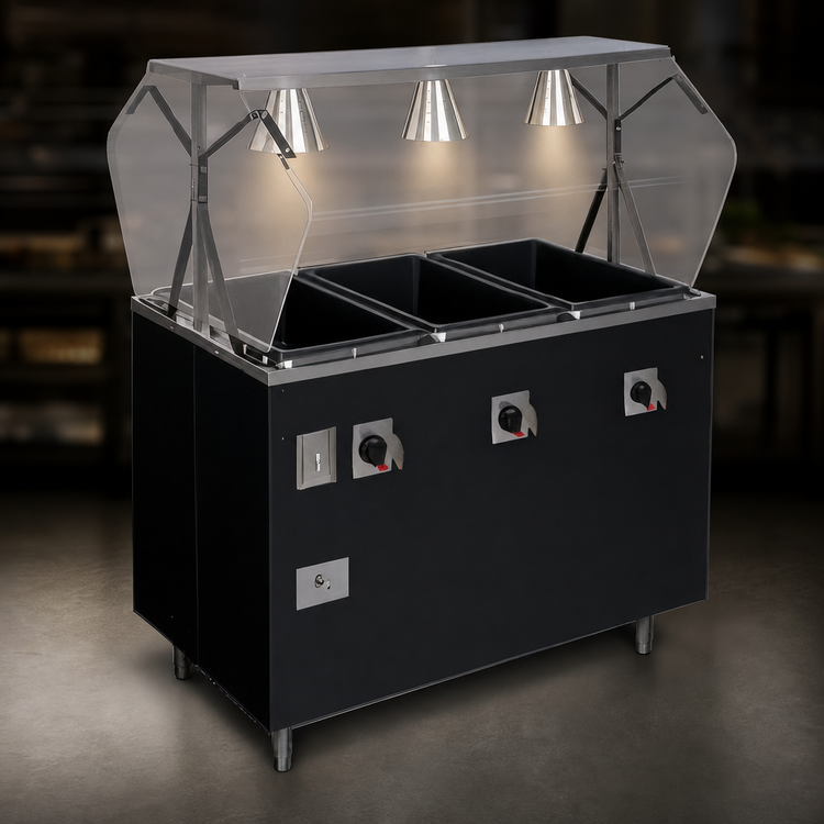 Product image #4 for Vollrath 2-Series Affordable Portable Deluxe 4-Well Mobile Hot Food Station with Sealed Wells, Breath Guard and Lights