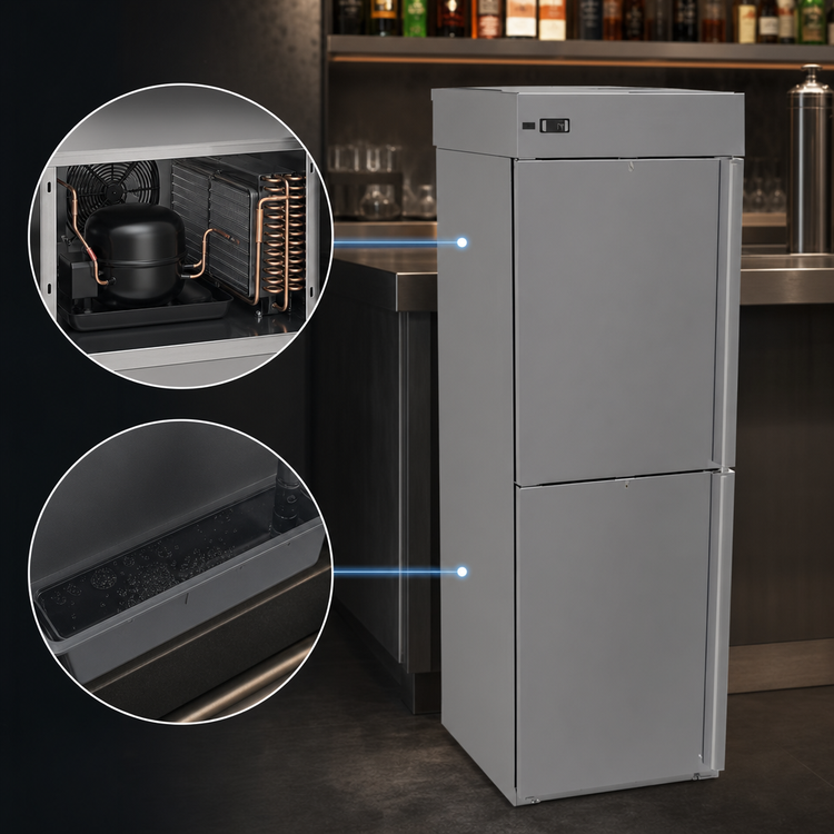 Product image #4 for Glastender One-Zone Top-Serviced High-Profile 24-Inch Wide Two-Section Half-Door Back Bar Cooler