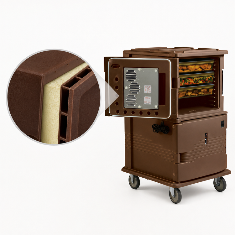 Product image #5 for Cambro Ultra Camcart Front-Loading Heated Food Pan Carrier with Heated Top Door Only, 2-Compartment, 110V