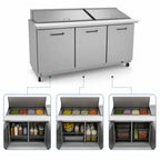 Thumbnail image #4 for Kelvinator Commercial KCHMT70.30 Mega Top Refrigerated Sandwich/Salad Prep Table, 3-Section, 72-Inch, 30-Pan, 3-Door, Stainless Steel