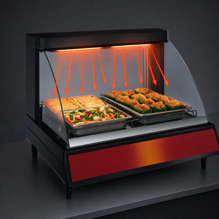 Product image #4 for Hatco Glo-Ray Designer Curved Glass Single-Shelf Heated Display Case, 20.63-Inch Countertop, 120V, 410W