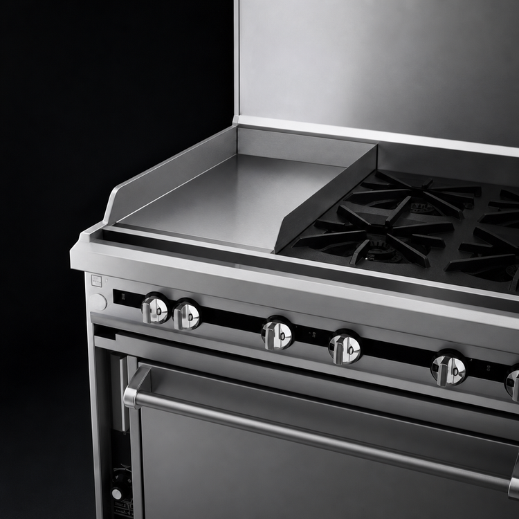 Product image #4 for Titan JTRH-24IP-2 Heavy Duty 36" Gas Range with 2 Open Burners and 24" Plancha