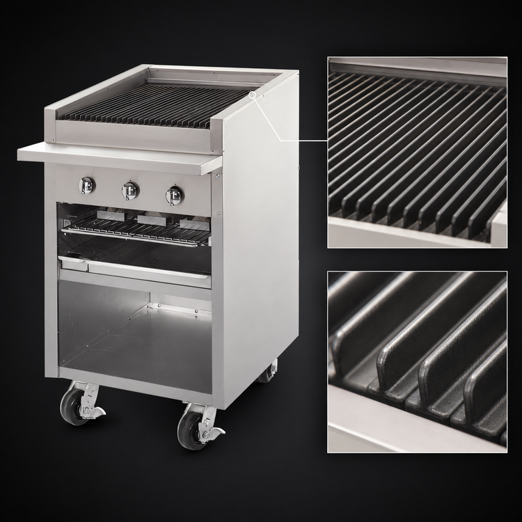 Product image #4 for Bakers Pride Dante Series F-24RS-R 24-Inch Floor Model Gas Radiant Charbroiler with Open Cabinet Base