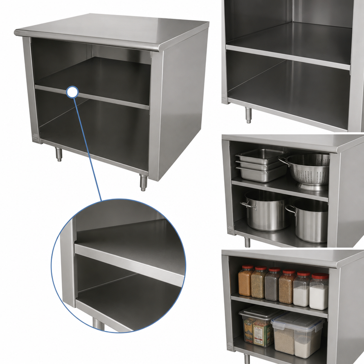 Product image #4 for Advance Tabco Special Value 48" W x 24" D Flat Top Open Base Work Table with Mid-Shelf