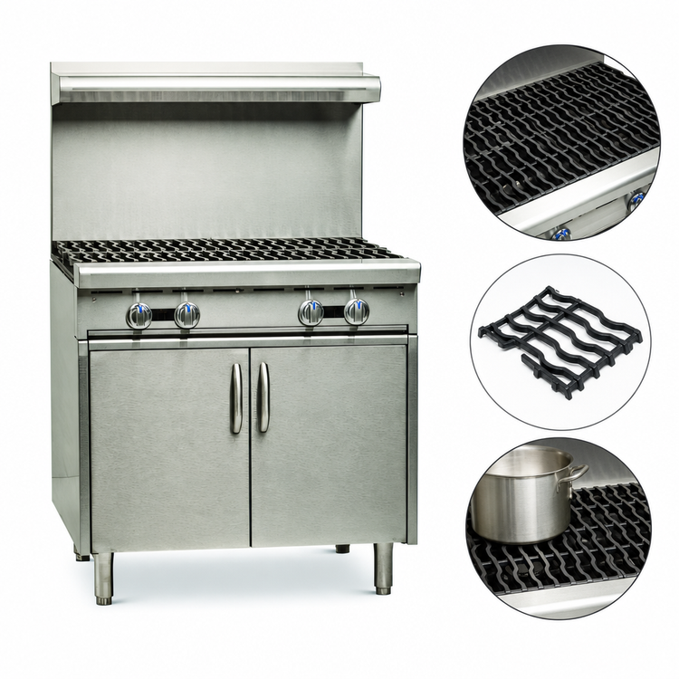 Product image #4 for Imperial Spec Series 36-Inch Heavy Duty Stainless Steel Gas Range with 4 Open Burners and Open Cabinet Base