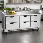 Thumbnail image #4 for Beverage Air WTRD72AHC-6-FLT 72-Inch Three-Section Worktop Refrigerator with 6 Drawers and Flat Stainless Steel Top