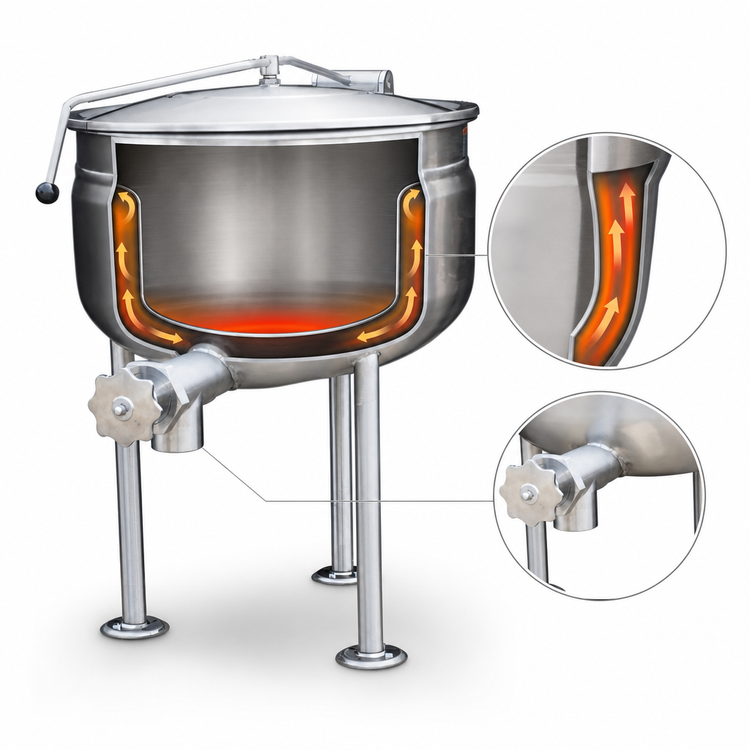 Product image #4 for Crown DL-20F 20 Gallon Direct Steam Full Tri-Leg Stationary Kettle