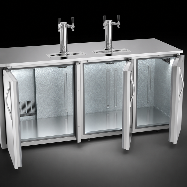 Product image #4 for Beverage-Air DD78HC-S 78-Inch Three-Door Flat Top Direct Draw Beer Cooler with Dual Faucet Towers