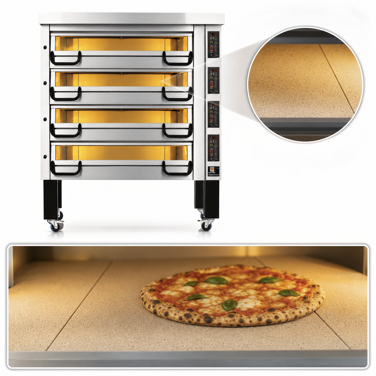 Product image #4 for PizzaMaster PM 724ED 4-Deck Electric Pizza Deck Oven with Ceramic Clay Stones