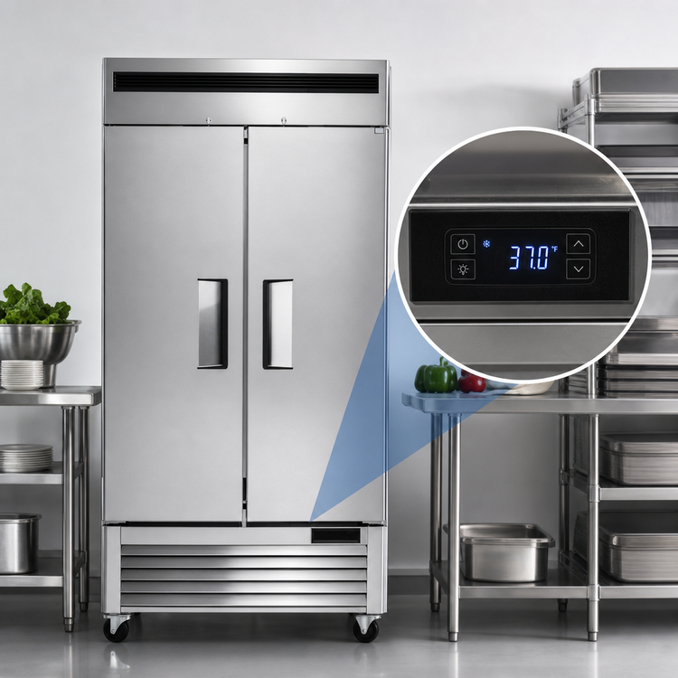 Product image #4 for Atosa Two-Section Reach-In Refrigerator, Bottom-Mount, Solid Doors, 28.5 Cu. Ft., Stainless Steel