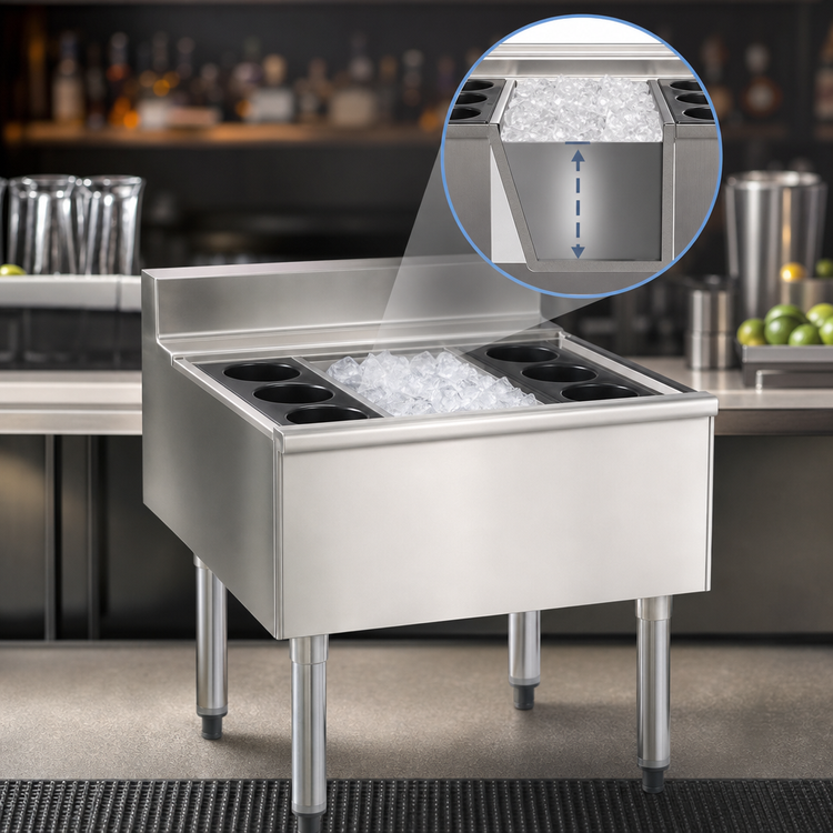 Product image #4 for Eagle 1800 Series Modular Underbar Cocktail Unit with 8-Inch Deep Insulated Ice Bin, 63 lb. Capacity