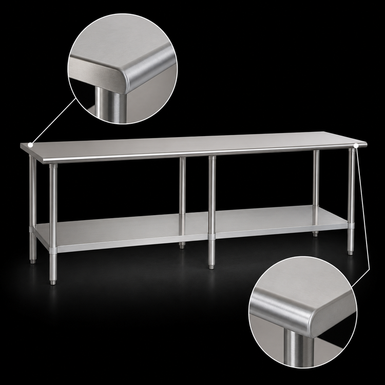 Product image #4 for Eagle Group Deluxe Series Stainless Steel Work Table with Adjustable Undershelf, 144" W x 36" D