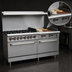 Thumbnail image #4 for Omcan USA 60-Inch Natural Gas Commercial Range with 6 Open Burners, 24-Inch Right Griddle, and 2 Standard Ovens