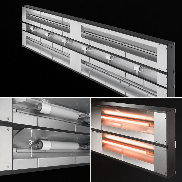 Product image #4 for Hatco Glo-Ray Max Watt 120-Inch Unlighted Dual Infrared Strip Heater, Aluminum