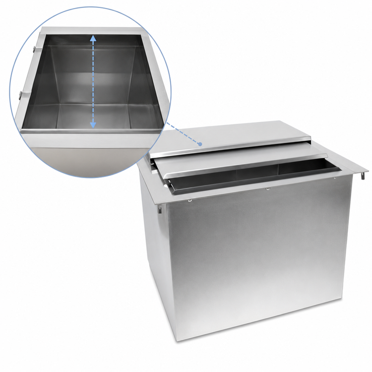 Product image #4 for Glastender Drop-In Stainless Steel Ice Bin, 50 lb Capacity, Sliding 2-Piece Cover