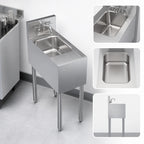 Thumbnail image #4 for Krowne Royal Series KR24-1C Freestanding Stainless Steel Underbar Hand Sink, 1 Compartment, 10" x 14" x 7" Bowl, Faucet Included