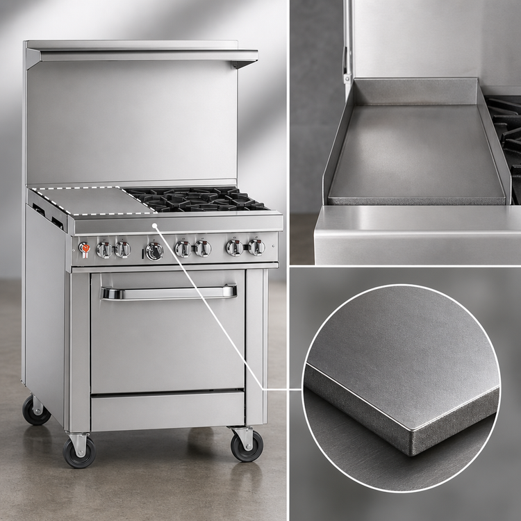 Product image #4 for Southbend Ultimate 36-Inch Gas Restaurant Range with 4 Burners, 12-Inch Griddle, Cabinet Base and Hi-Shelf Backriser