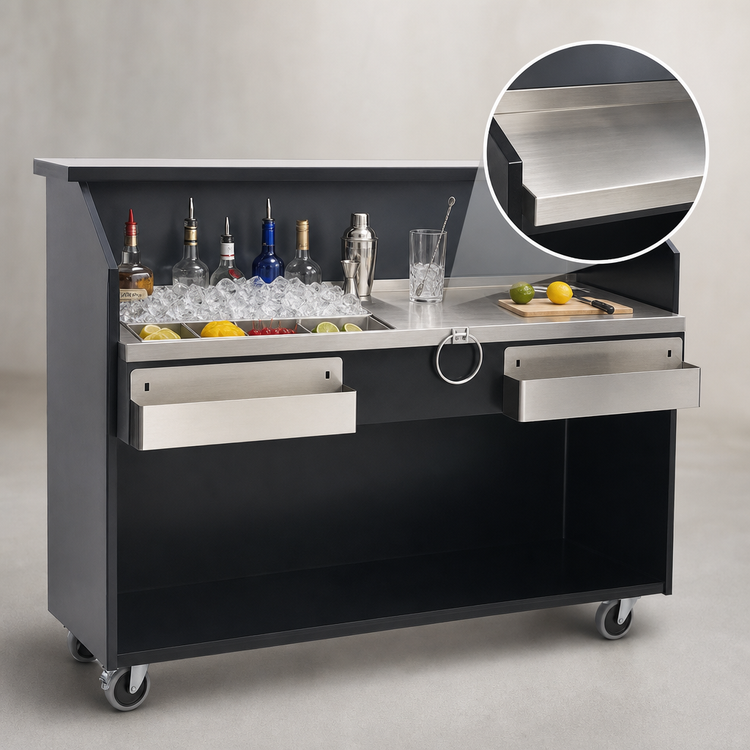 Product image #4 for Deluxe Standard Portable Bar with Ice Bin, Speed Rails, and Casters