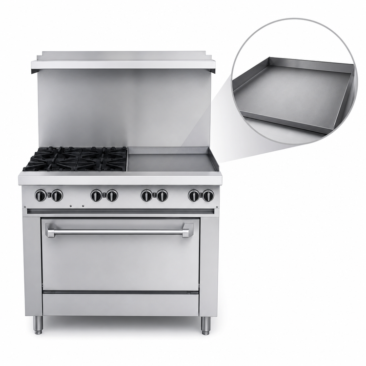 Product image #4 for Garland US Range U-Series 36-Inch Gas Restaurant Range with 2 Open Burners, 24-Inch Griddle, and Storage Base (U36-2G24S)