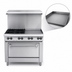 Thumbnail image #4 for Garland US Range U-Series 36-Inch Gas Restaurant Range with 2 Open Burners, 24-Inch Griddle, and Storage Base (U36-2G24S)