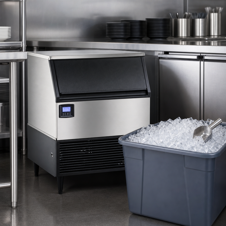 Product image #4 for Maxx Ice Digital Undercounter Half Dice Ice Machine with Bin, Air-Cooled, 328 lb/Day, 100 lb Storage
